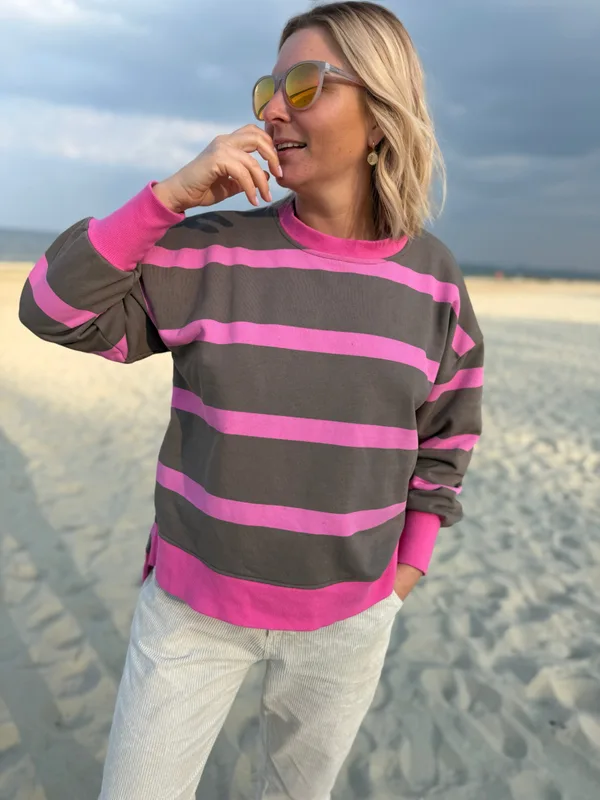 Bluza w różowe paski Wygoda — No Pewnie