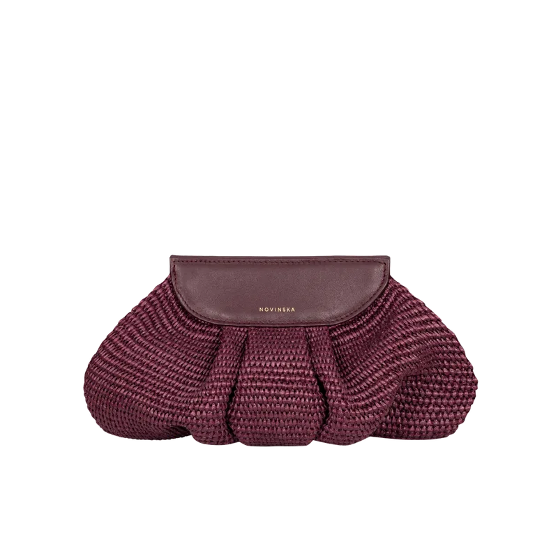 Baby Cloud Bag Burgundy Raffia — NOVINSKA