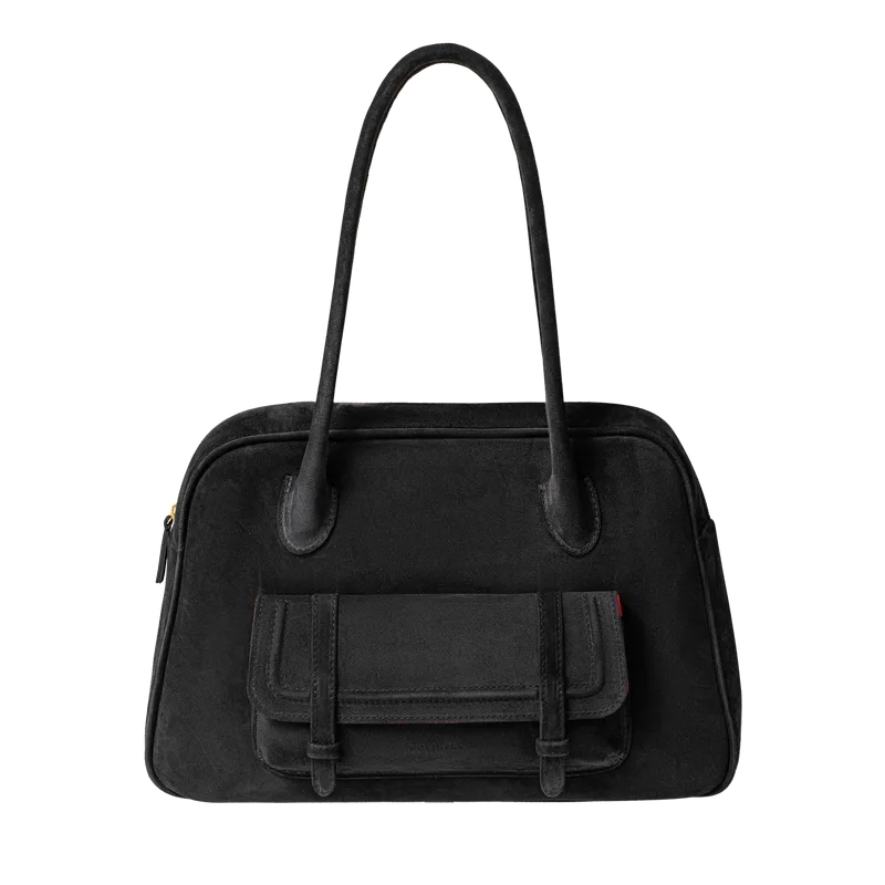 BOWLING BAG MAXI Czarny zamsz — NOVINSKA
