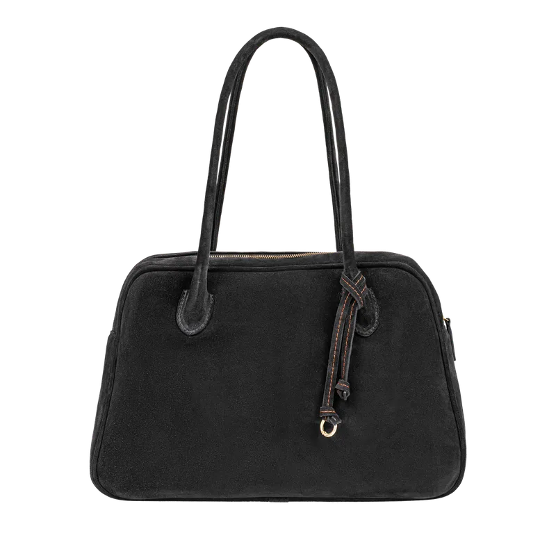 BOWLING BAG XL Czarny zamsz — NOVINSKA