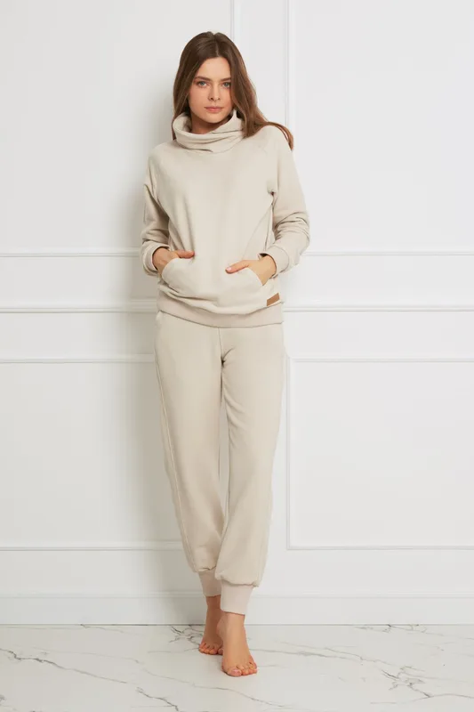 Loungewear bluza bawełniana z wywijanym kołnierzem – beżowa — Oh!Zuza
