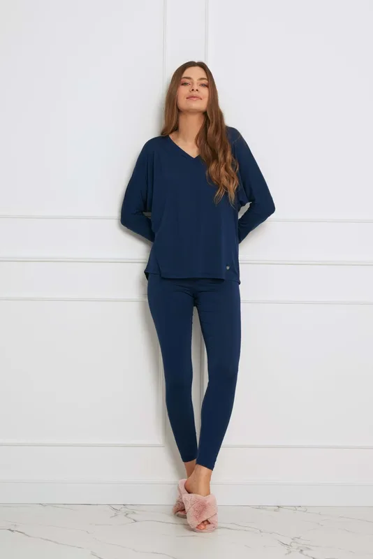 Loungewear wiskozowy komplet z legginsami – granatowy — Oh!Zuza