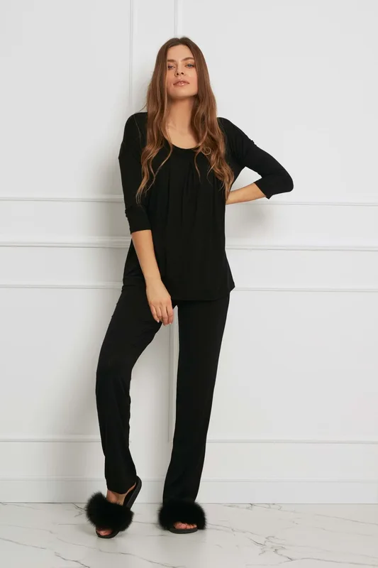 Loungewear luźny komplet z długimi spodniami – czarny — Oh!Zuza