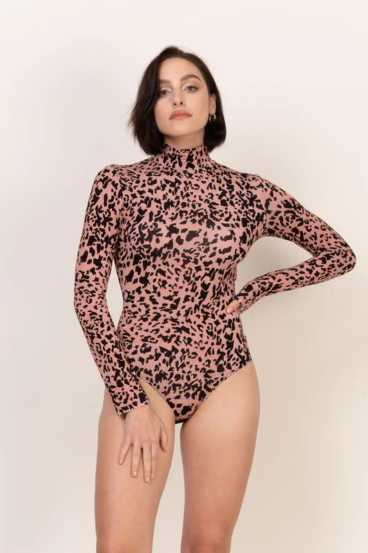 Loungewear wiskozowe body z golfem – panterka — Oh!Zuza