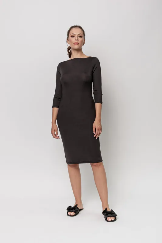 Loungewear sukienka midi w prążek – czarna — Oh!Zuza