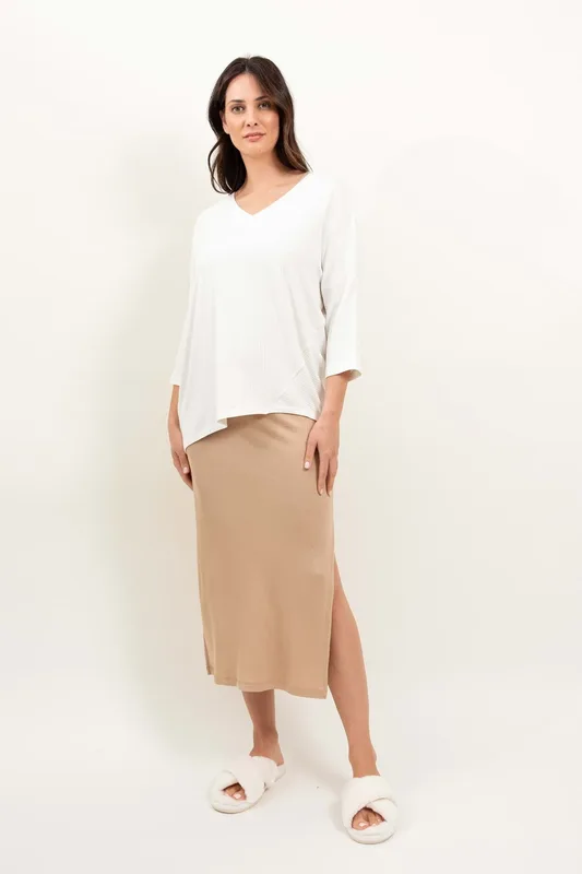 Loungewear bluzka oversize z asymetrycznymi cięciami – kremowa — Oh!Zuza