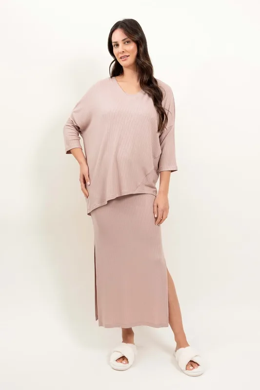 Loungewear bluzka oversize z asymetrycznymi cięciami – pudrowy róż — Oh!Zuza