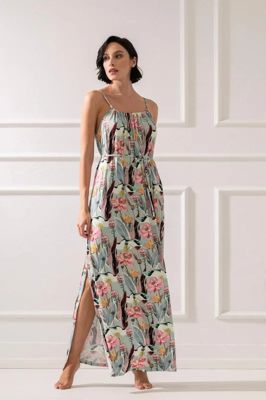 Wildflower sukienka maxi na ramiączkach z wiązaniem – kwiatowy print — Oh!Zuza