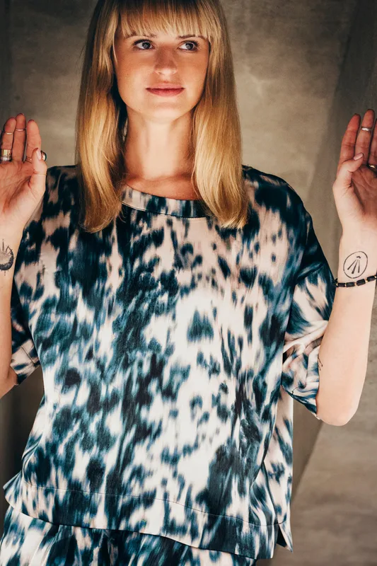 Echo T shirt oversize z krótkim rękawem – morski druk — Oh!Zuza