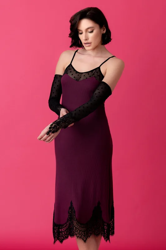 Opera koszulka nocna midi na ramiączkach – merlot — Oh!Zuza