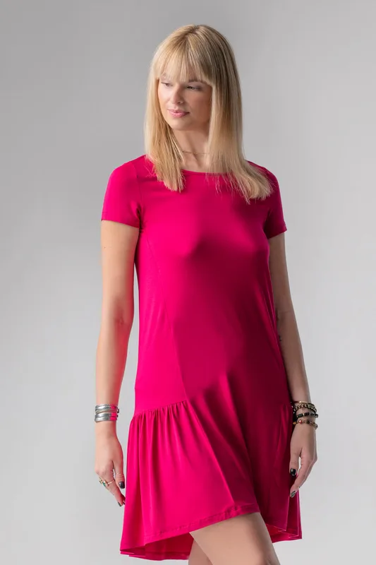 Jackie koszulka nocna / sukienka loungewear z falbanką – rubinowa — Oh!Zuza