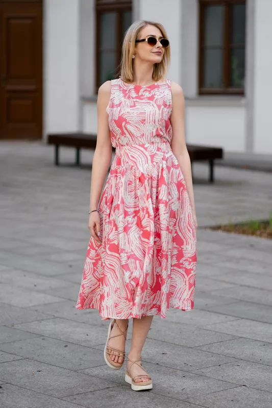 Echo wiskozowa spódnica midi z kieszeniami – różowy print — Oh!Zuza