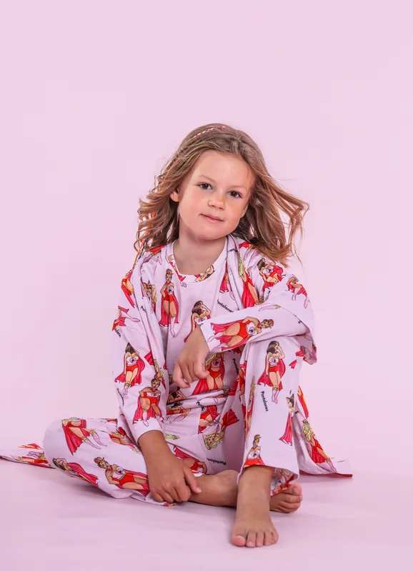 KIMONO dziecięce Superbohaterki z bawełny organicznej — Pantalones