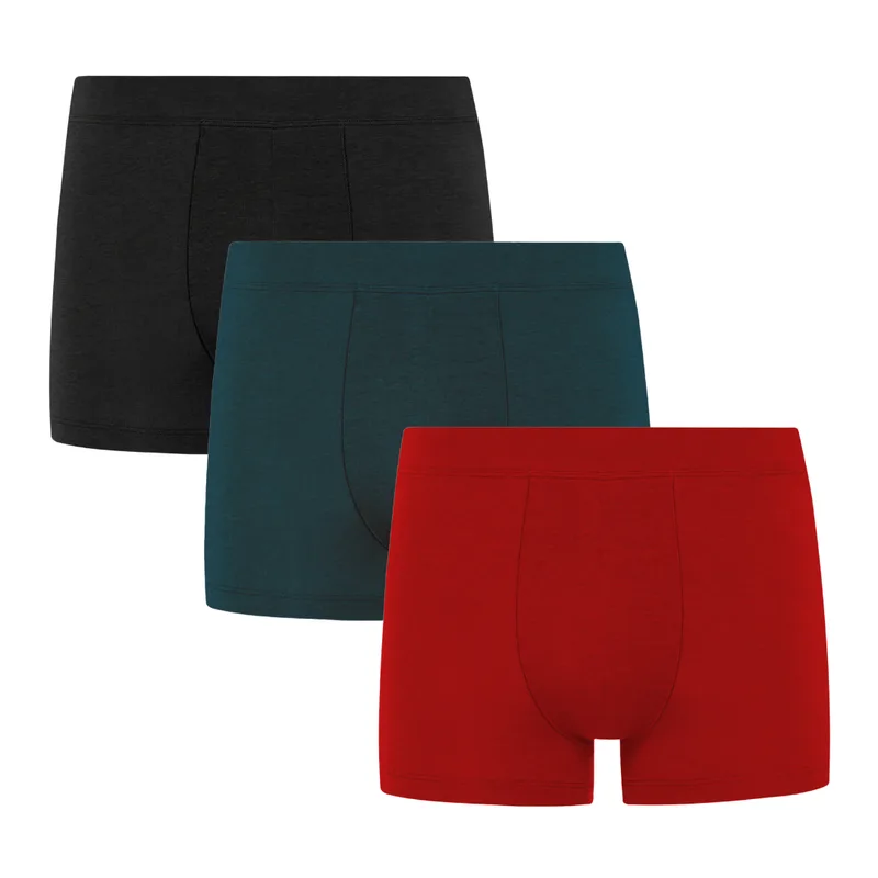 TRZYPAK BOKSERKI MĘSKIE Czarny, Chilli & Emerald z bawełny organicznej — Pantalones