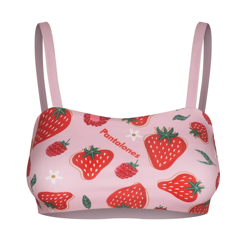 TOP SUNNY BANDEAU – 2in1 Dwustronna góra stroju kąpielowego Strawberry Pink — Pantalones