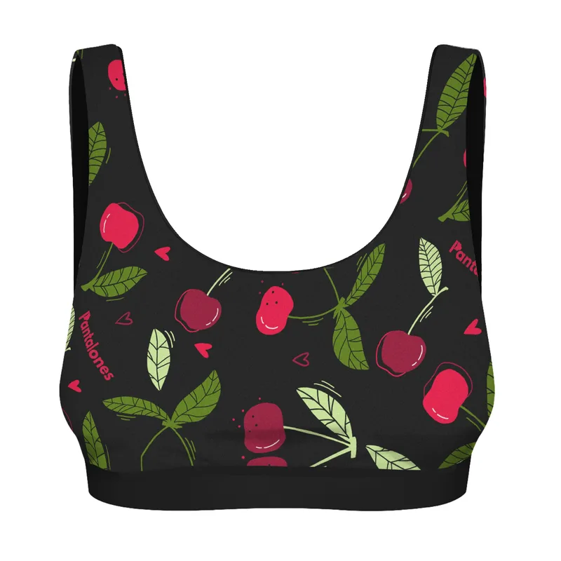 TOP SWIMY DREAMY – 2in1 Dwustronna góra stroju kąpielowego Cherry Black — Pantalones