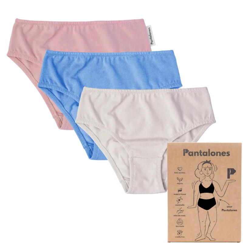 3 PACK MINI FIGI dziecięce ECRU BLUE PINK z bawełny organicznej — Pantalones