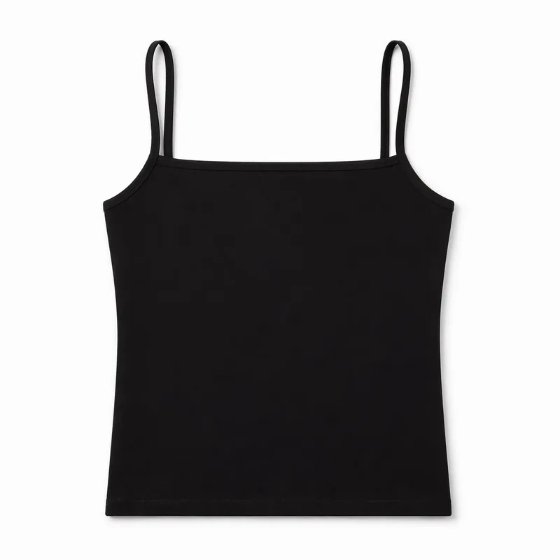 Bluzka na ramiączkach EASY Czarna z bawełny organicznej — Pantalones