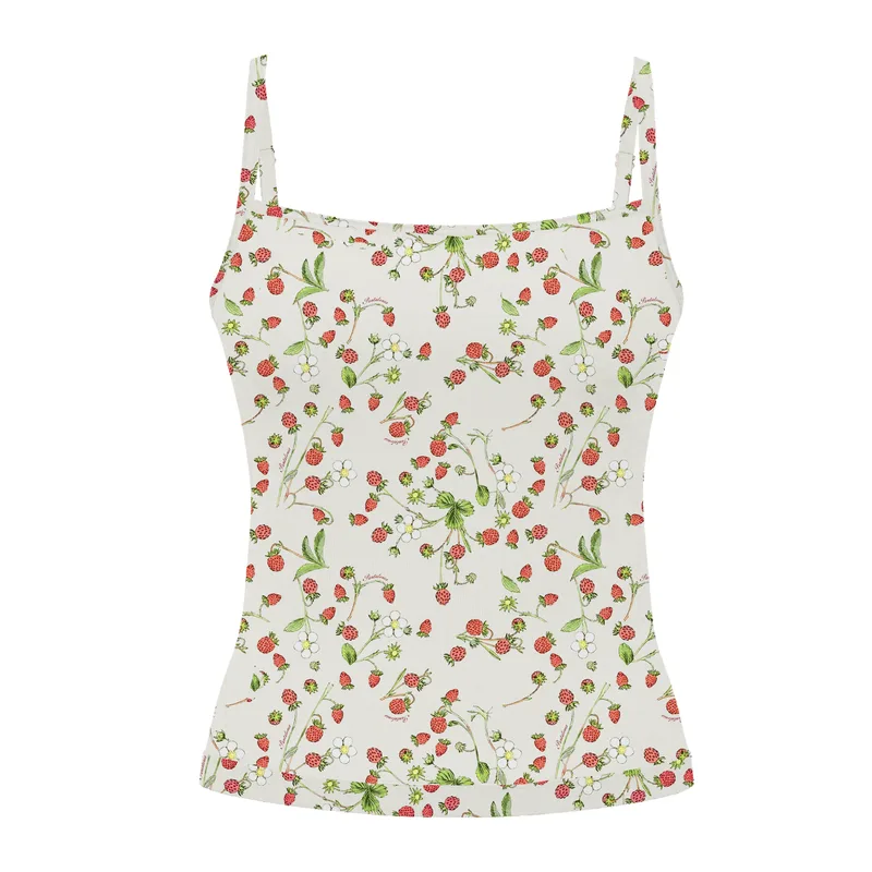 TOP NA RAMIĄCZKACH LOVELY z bawełny organicznej POZIOMKI — Pantalones