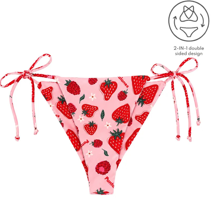 FIGI BIKINI 2in1 Strawberry Pink Dwustronny dół stroju kąpielowego — Pantalones
