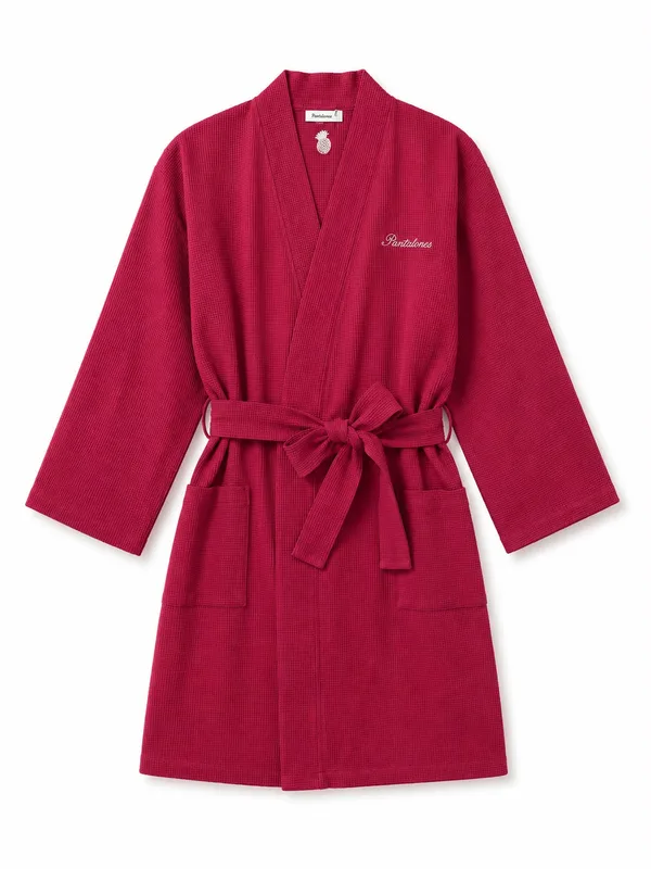 Szlafrok Burgundy z bawełny organicznej — Pantalones