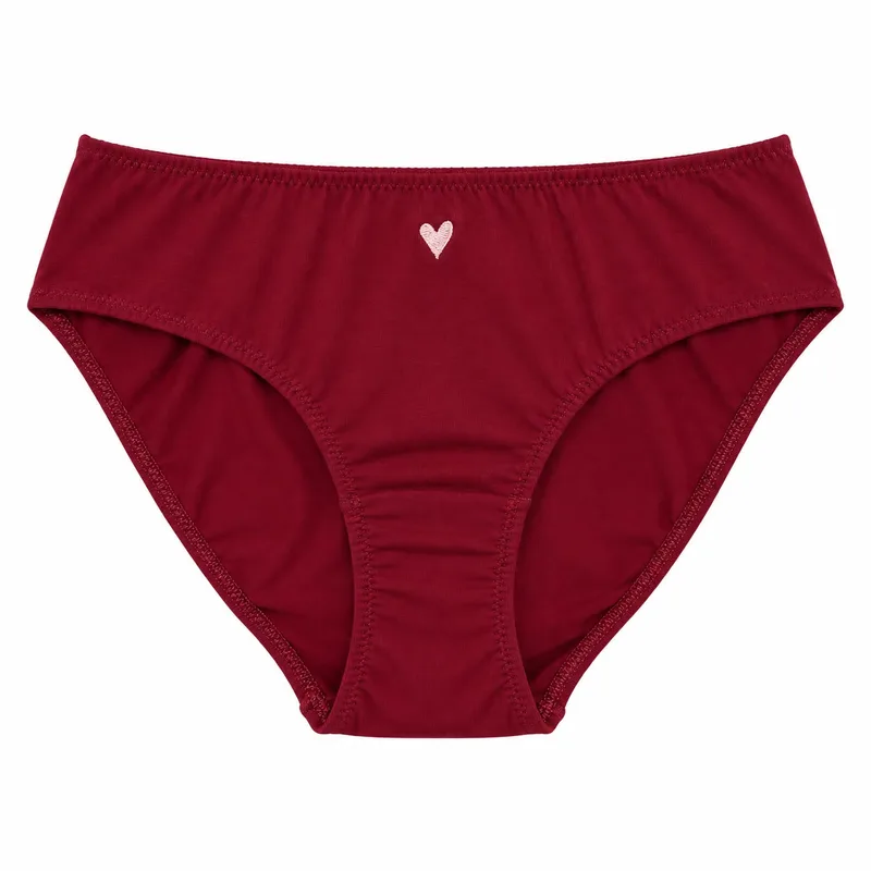 Figi BASIC Burgundy z haftem LOVE z bawełny organicznej — Pantalones