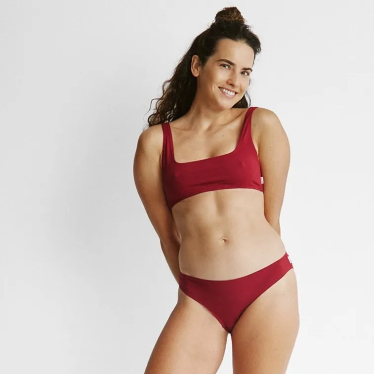 Figi CHEEKY Burgundy z bawełny organicznej — Pantalones