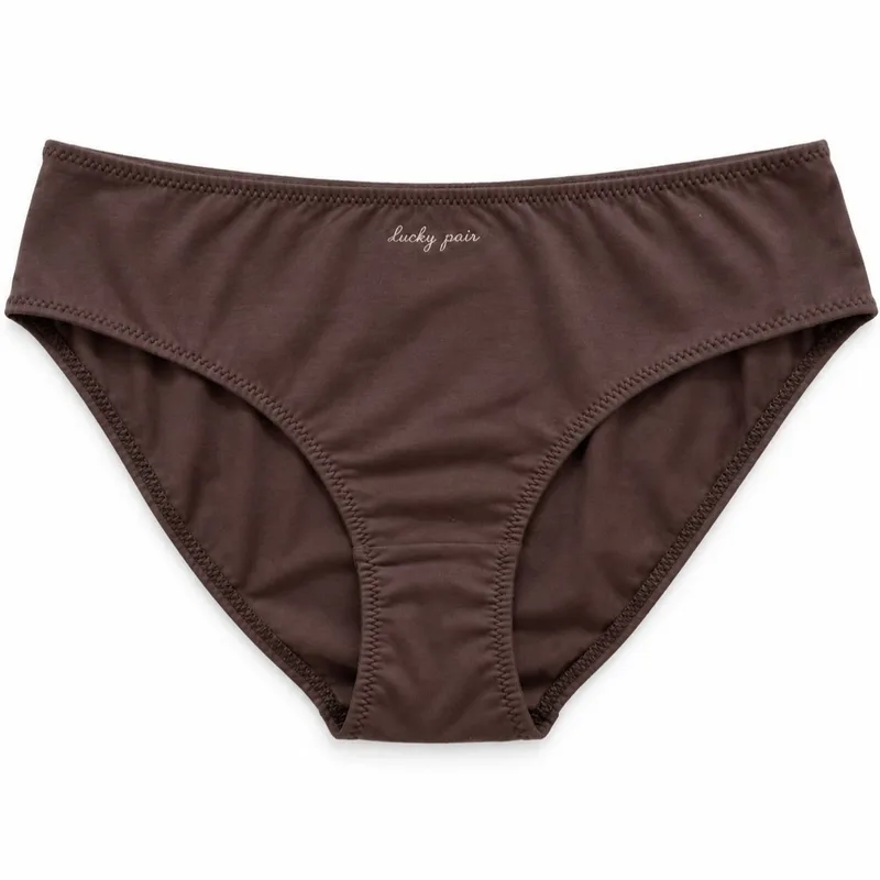 Figi BASIC Choco z haftem LUCKY PAIR z bawełny organicznej — Pantalones