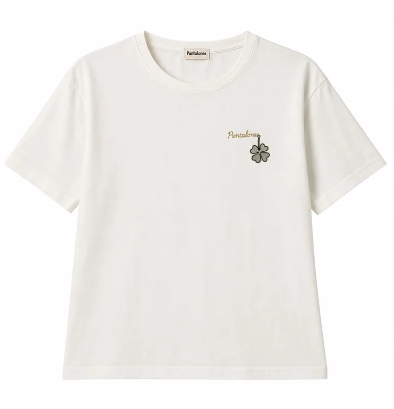 T shirt LUCKY GIRL z bawełny organicznej — Pantalones