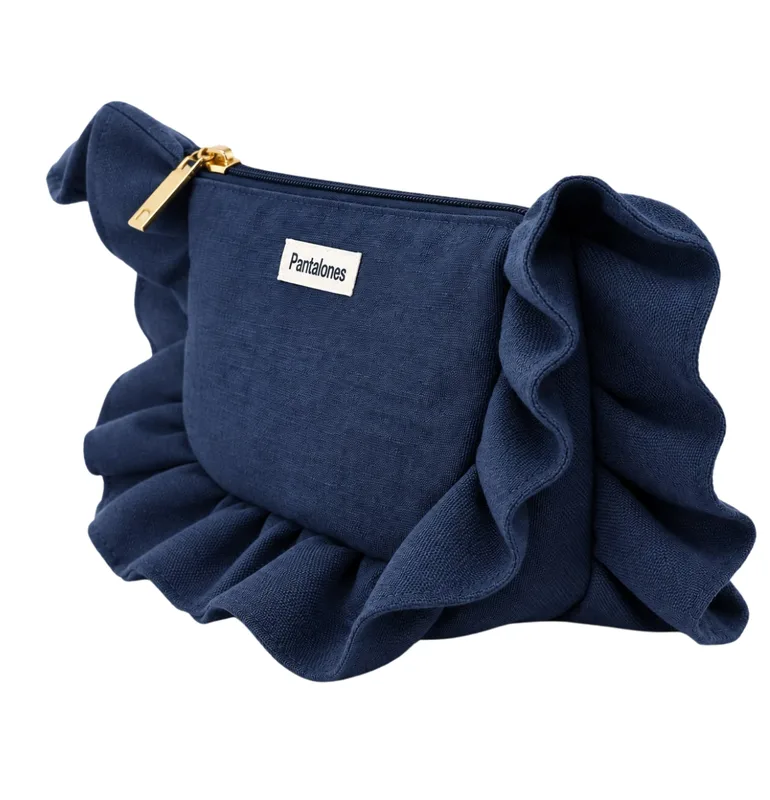 BOWIE NAVY Lniana kosmetyczka — Pantalones