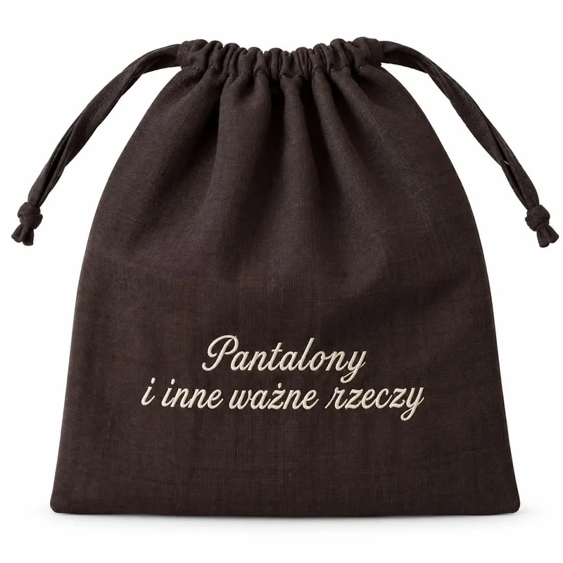 Lniany worek PANTALONY I INNE WAŻNE RZECZY Choco — Pantalones
