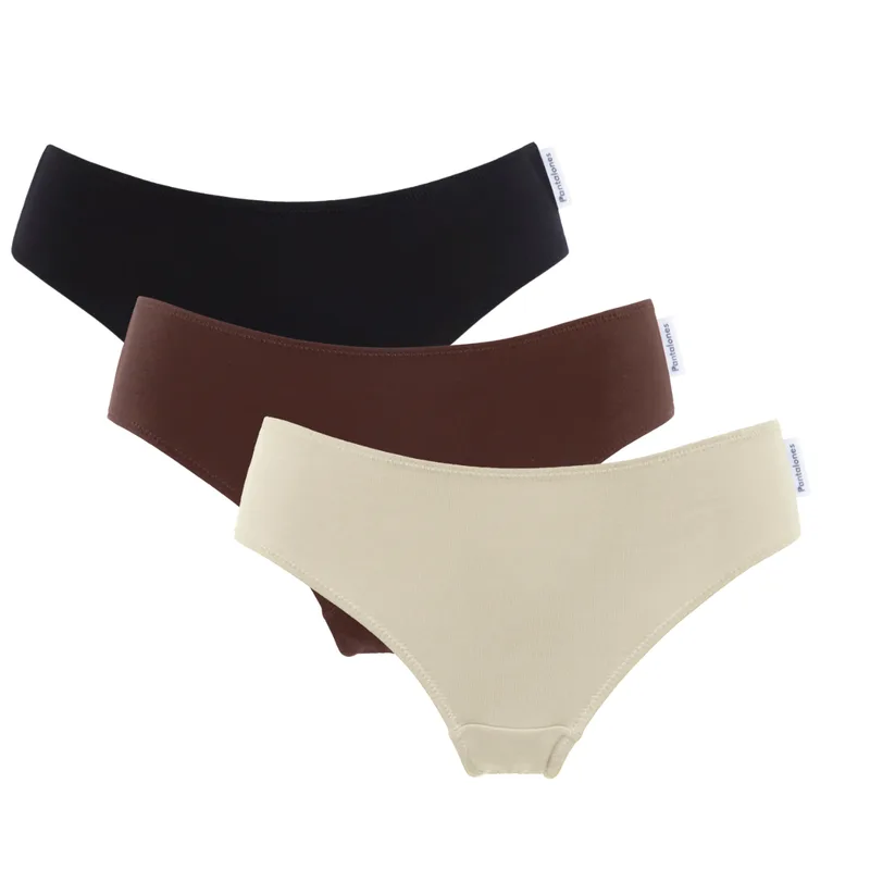 Trzypak FIGI BASIC Czarny Choco Sand z bawełny organicznej — Pantalones