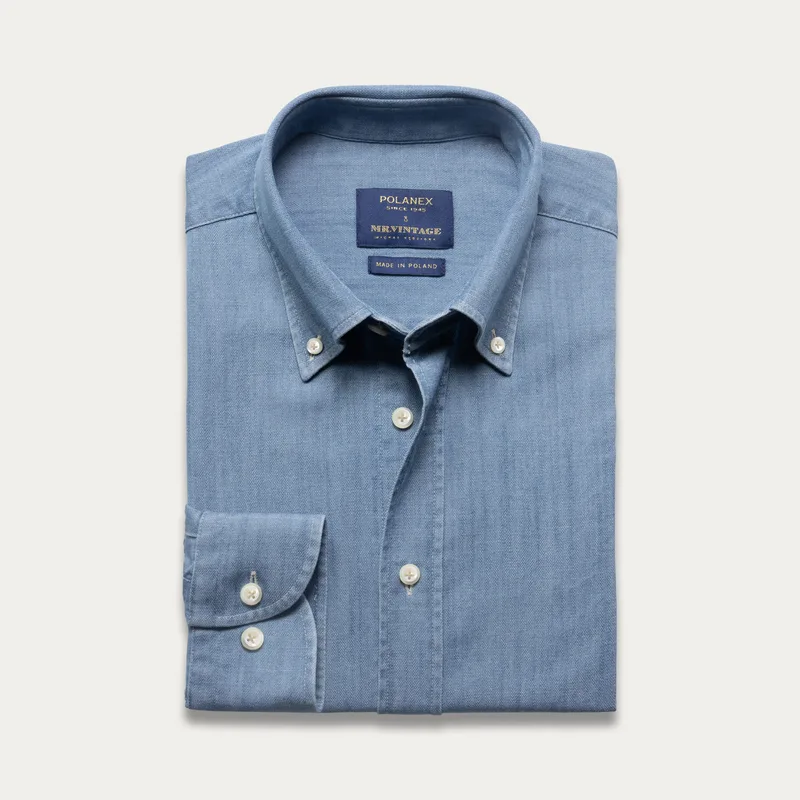 Koszula denimowa z kołnierzem button down — Polanex