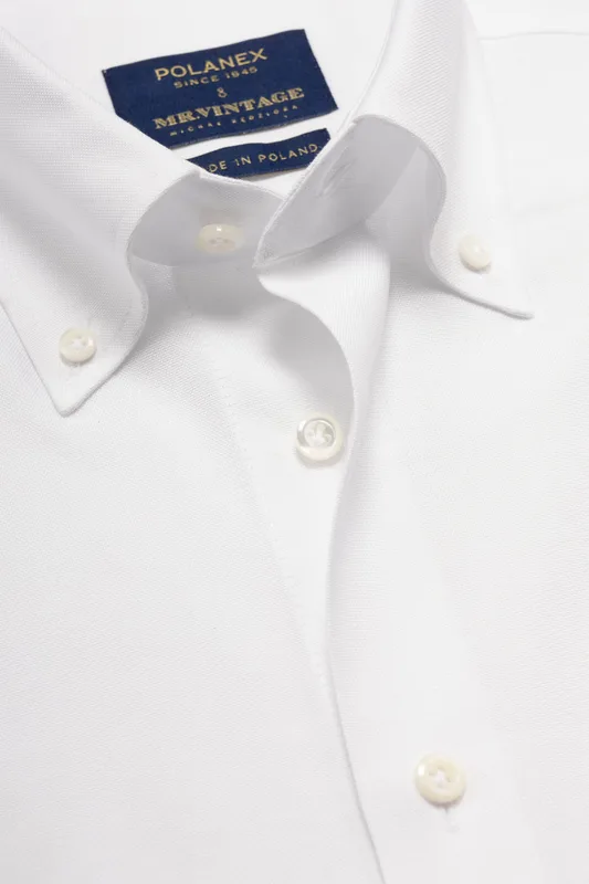 Biała koszula oxford OCBD Thomas Mason z kołnierzem button down — Polanex