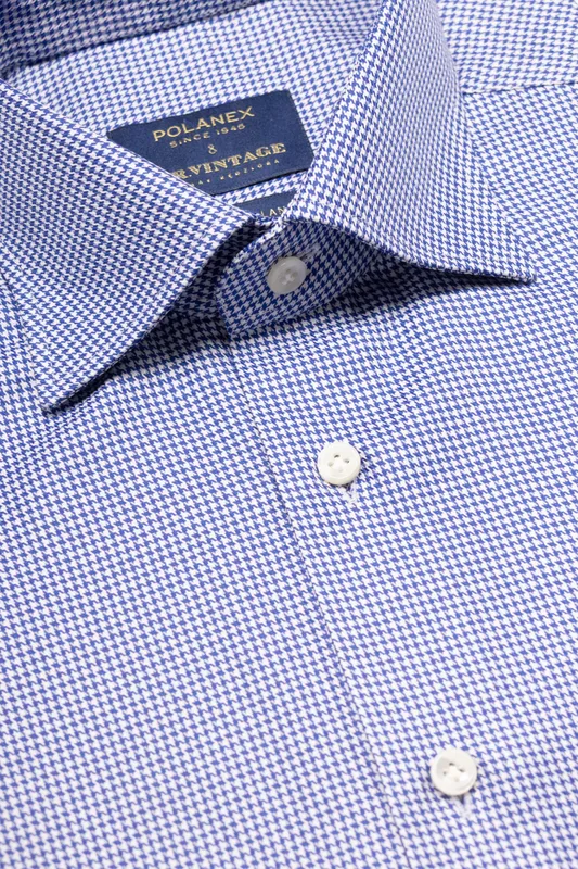 Koszula w granatową pepitkę z kołnierzem półwłoskim twill Thomas Mason — Polanex