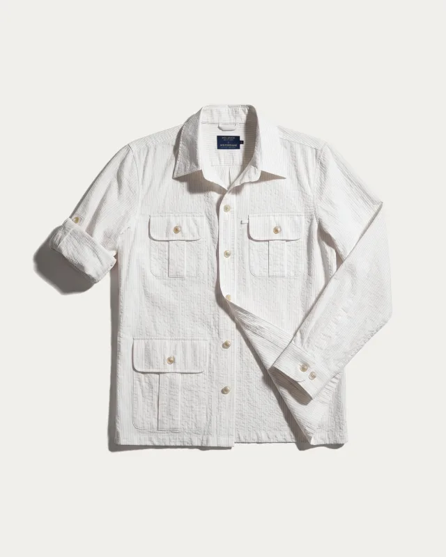 Koszula podróżna “Travel Shirt” – beżowy seersucker — Polanex