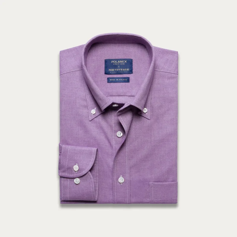 Fioletowa koszula z kołnierzem button down — Polanex