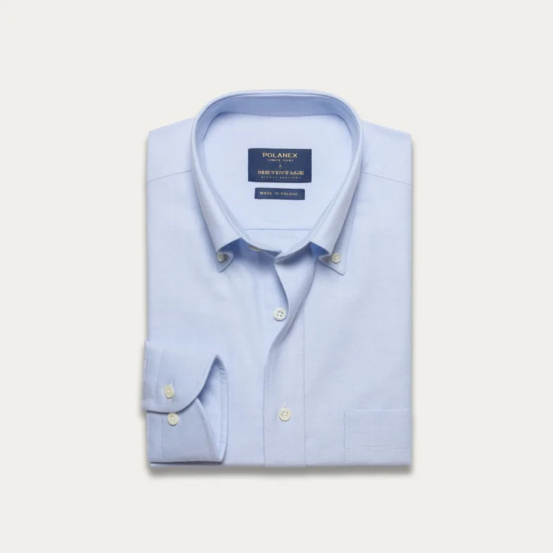 Błękitna koszula ze szczotkowanego oxfordu z kołnierzem button down — Polanex
