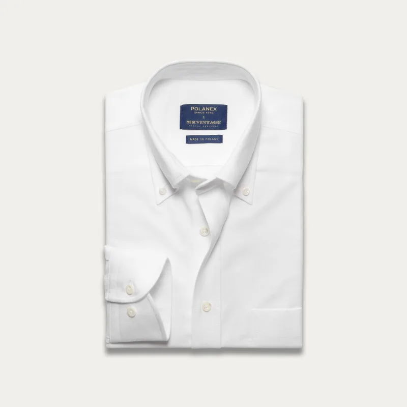 Biała koszula ze szczotkowanego oxfordu z kołnierzem button down — Polanex