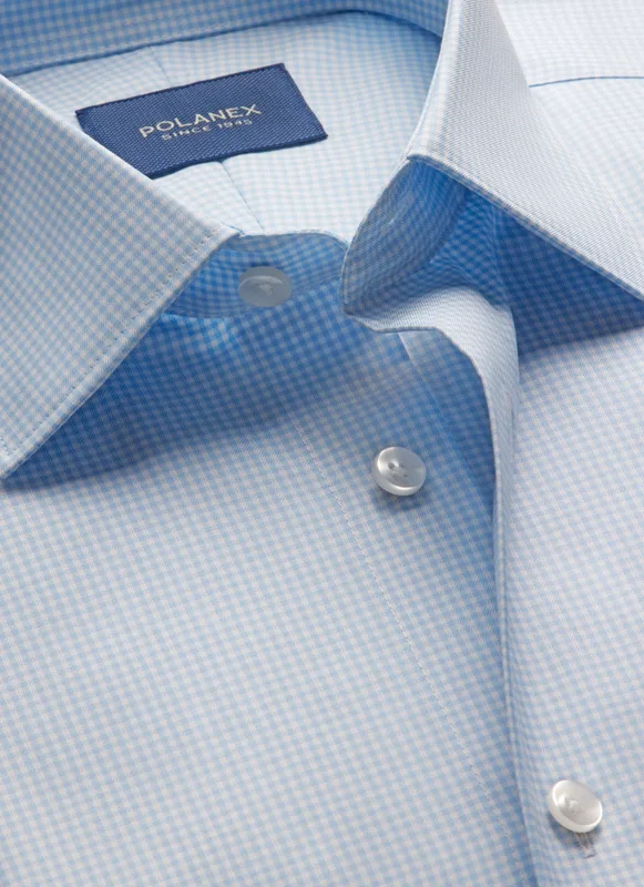 Jasnobłękitna koszula w drobną kratkę — Polanex