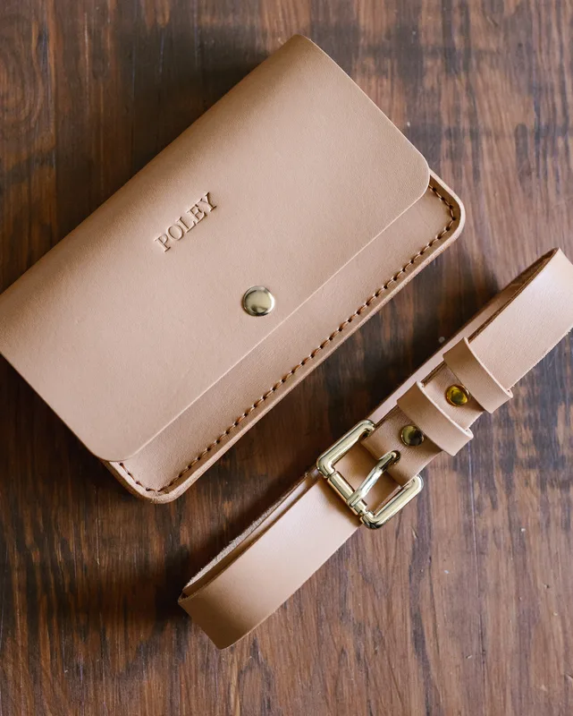 Skórzana Nerka Basic – kolor Beżowy — Poley Leather Design
