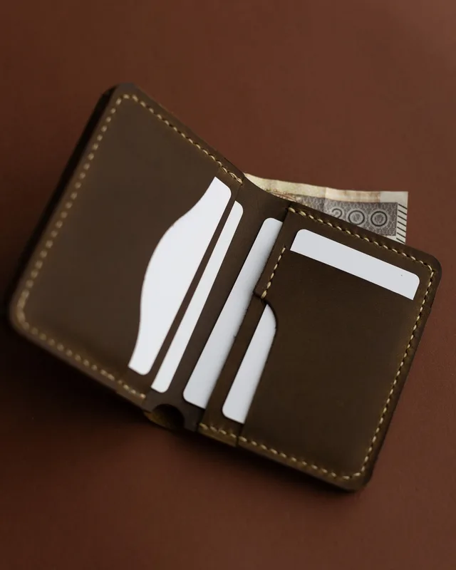 Składany portfel – Bifold Matowy Brąz — Poley Leather Design