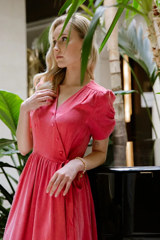 Sukienka kopertowa Rosalie – Raspberry Lyocell i wiskoza — Poplin Warsaw
