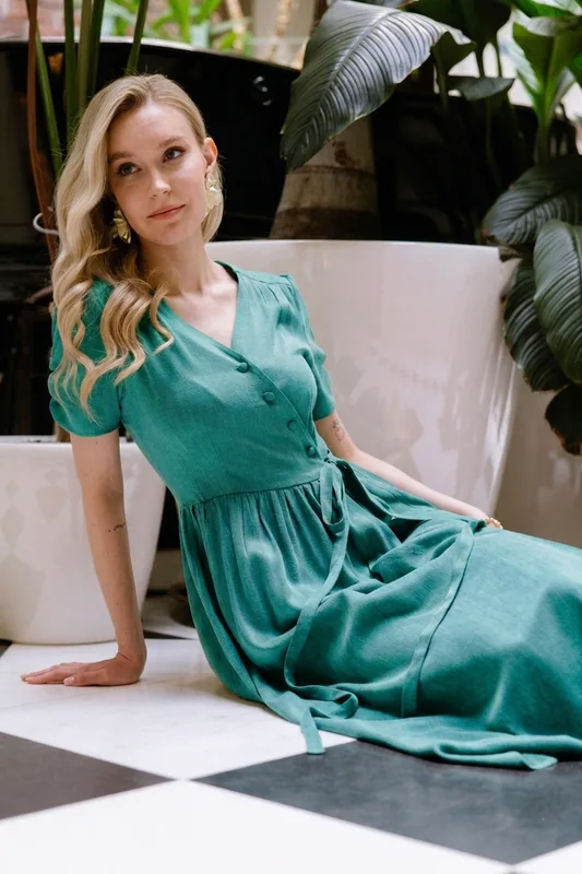 Sukienka kopertowa Rosalie – Amazonite Lyocell i wiskoza — Poplin Warsaw