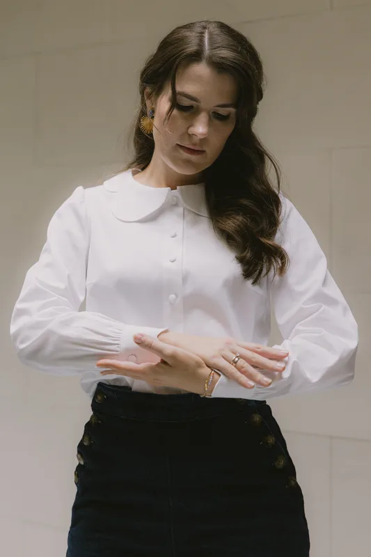 Koszula Wendy – Cream Bawełna, kołnierzyk typu bebe — Poplin Warsaw