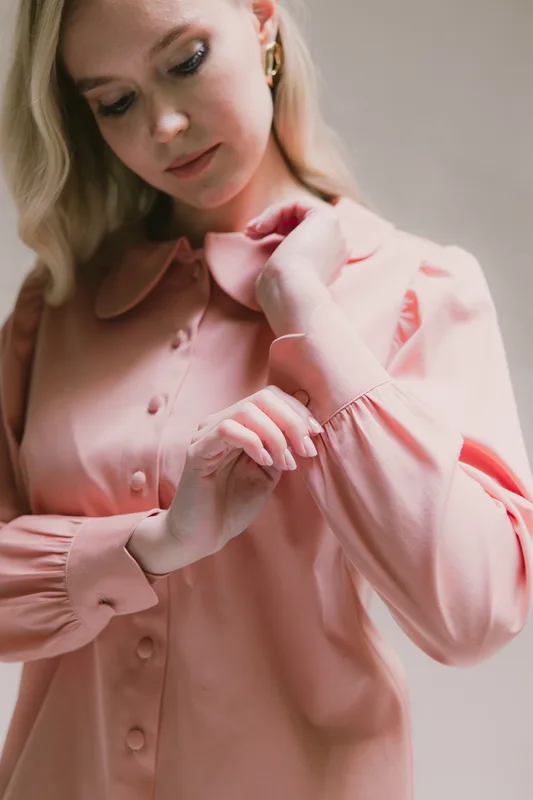 Koszula Wendy – Rose Bawełna, kołnierzyk typu bebe — Poplin Warsaw