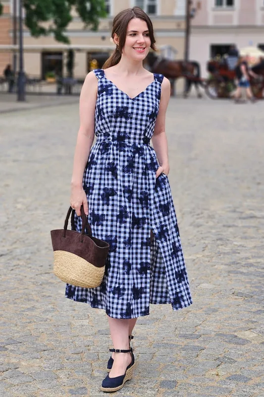 Sukienka na ramiączkach Monica – Gingham bawełna — Poplin Warsaw