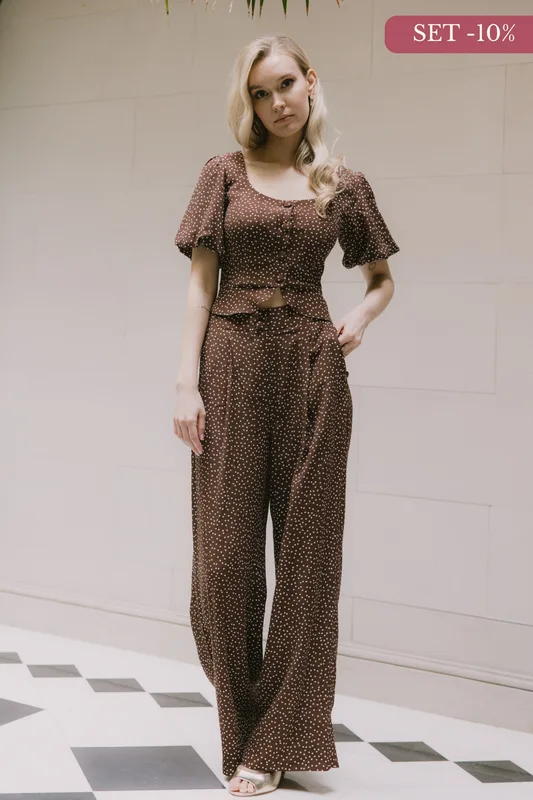 Spodnie Margot – Mocca Lekkie i zwiewne (PRZEDSPRZEDAŻ) — Poplin Warsaw