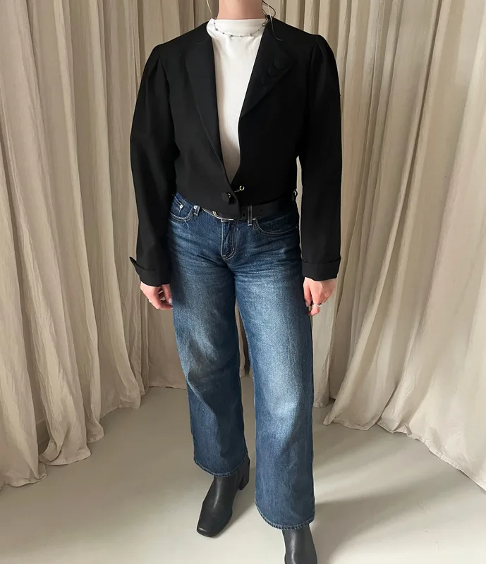 RE.05 Marynarka czarna z prostym dołem — re.BLANK