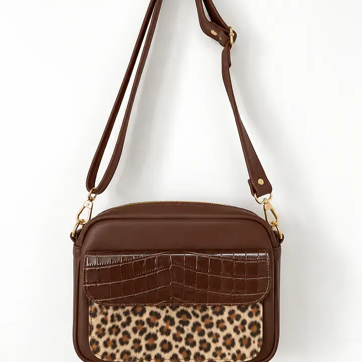 Regina brązowa torebka crossbody z panterką — RUDNIK